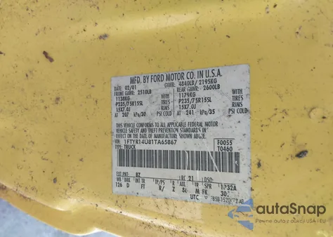 2001 Ford Ranger Edge/Xl/Xlt from USA, damaged, VIN 1FTYR14U81TA65867